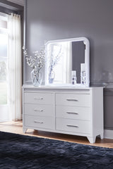 Jarlee White Queen Upholstered Panel Bed, Dresser, Mirror, Chest and 2 Nightstands from Ashley Furniture - Luna Furniture