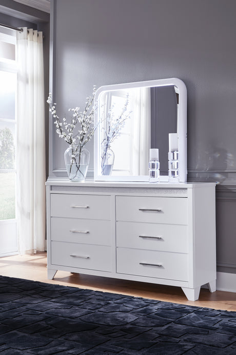 Jarlee White Queen Upholstered Panel Bed, Dresser, Mirror, Chest and 2 Nightstands from Ashley Furniture - Luna Furniture