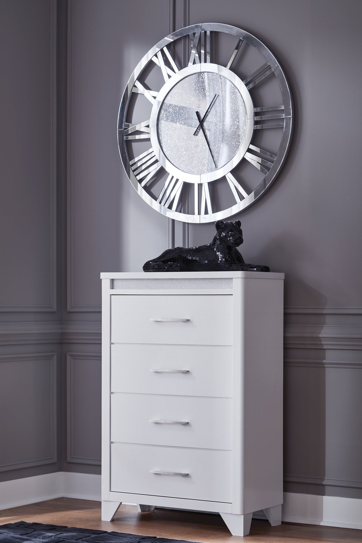 Jarlee White Queen Upholstered Panel Bed, Dresser, Mirror, Chest and 2 Nightstands from Ashley Furniture - Luna Furniture