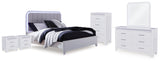 Jarlee White Queen Upholstered Panel Bed, Dresser, Mirror, Chest and 2 Nightstands from Ashley Furniture - Luna Furniture