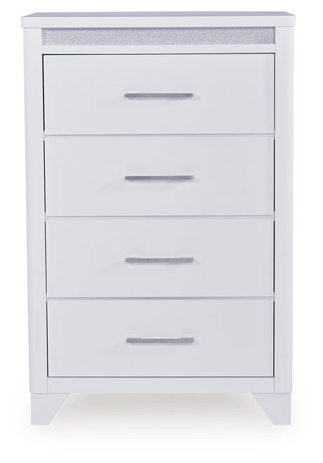 Jarlee White Queen Upholstered Panel Bed, Dresser, Mirror, Chest and 2 Nightstands from Ashley Furniture - Luna Furniture