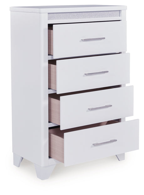 Jarlee White Queen Upholstered Panel Bed, Dresser, Mirror, Chest and 2 Nightstands from Ashley Furniture - Luna Furniture