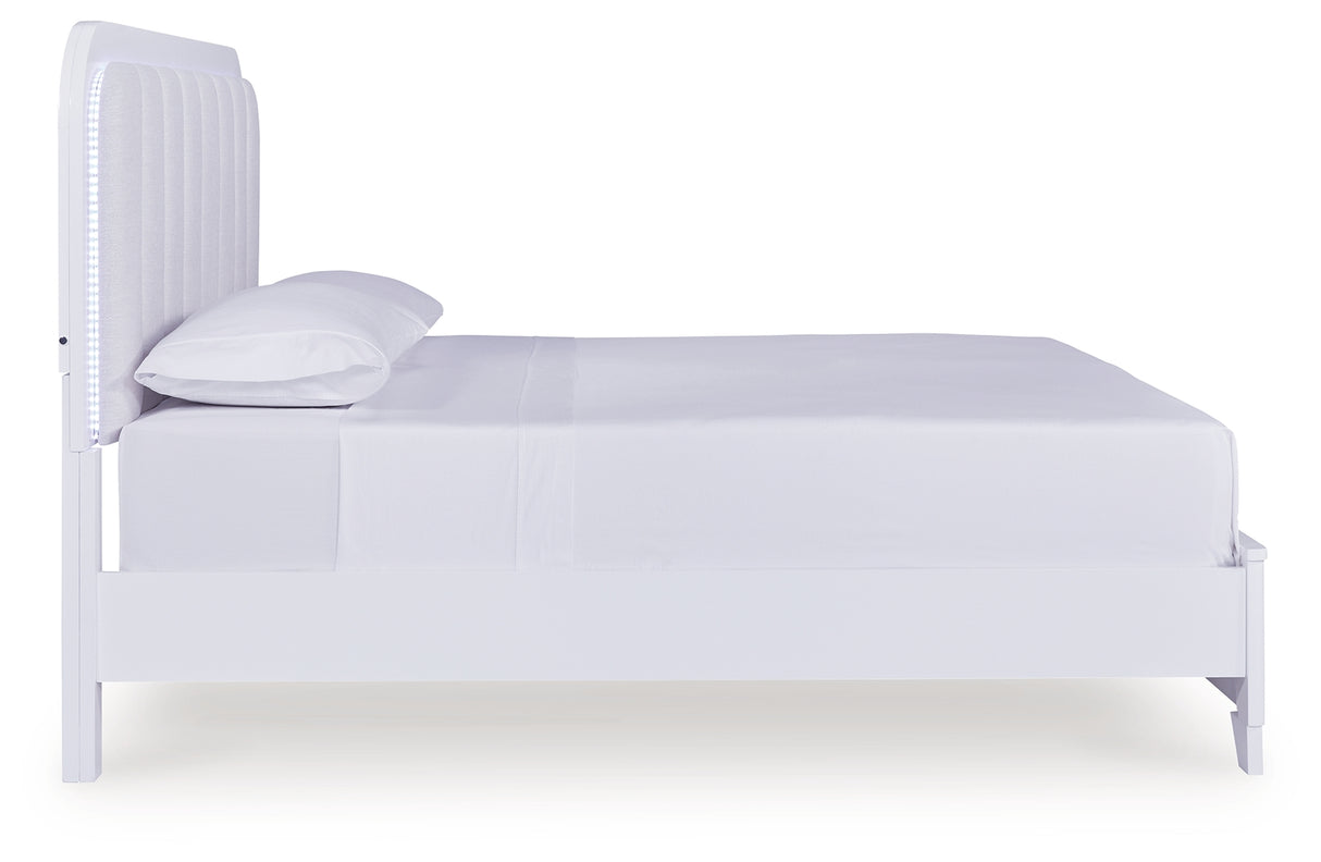 Jarlee White California King Upholstered Panel Bed from Ashley - Luna Furniture