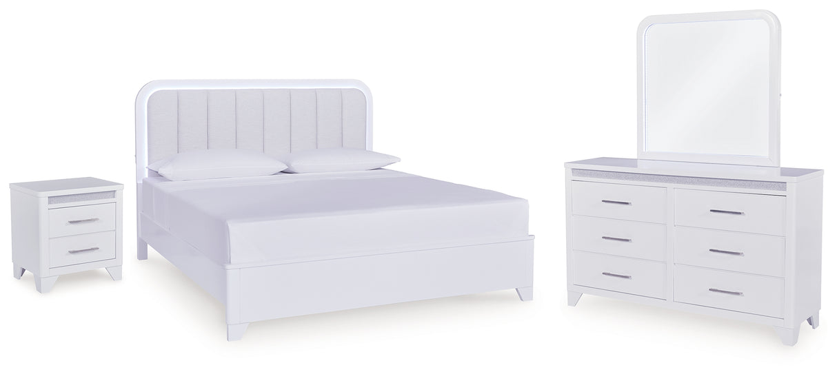 Jarlee White King Panel Bed, Dresser, Mirror and Nightstand from Ashley - Luna Furniture