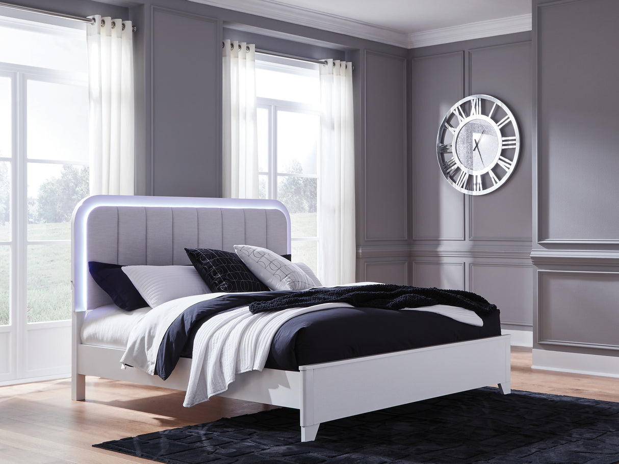 Jarlee White King Upholstered Panel Bed from Ashley - Luna Furniture