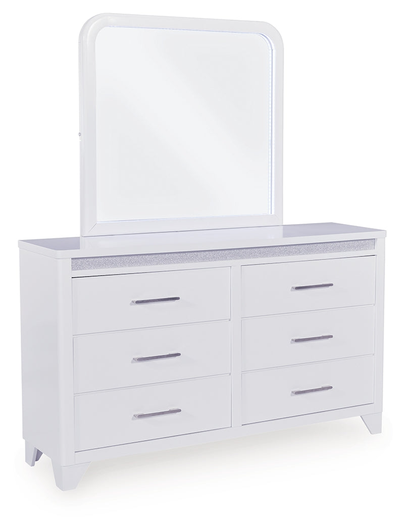Jarlee White Queen Panel Bed, Dresser, Mirror and Nightstand from Ashley - Luna Furniture