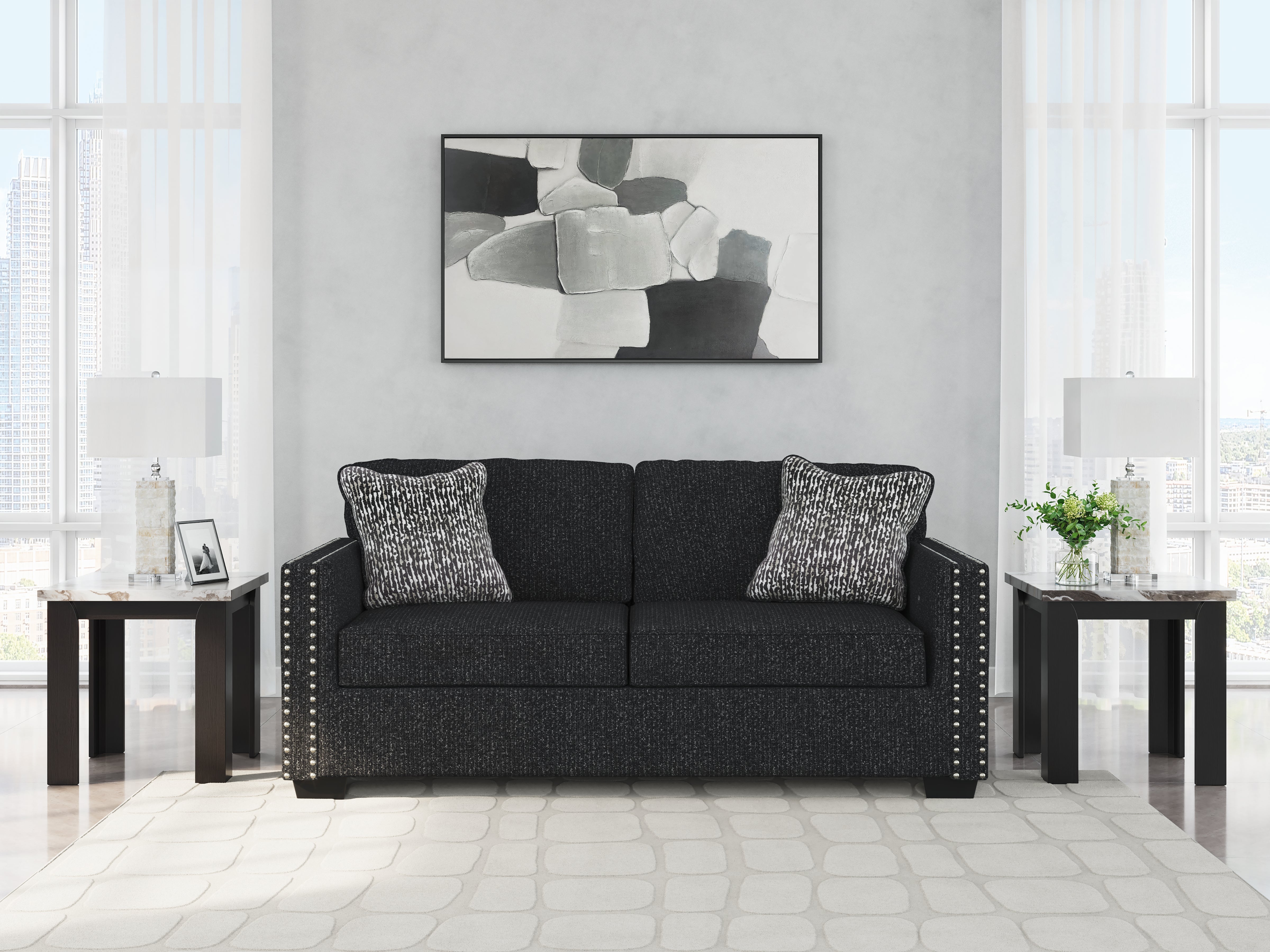 Jasmine Peaks Coal Sofa – Luna Furniture