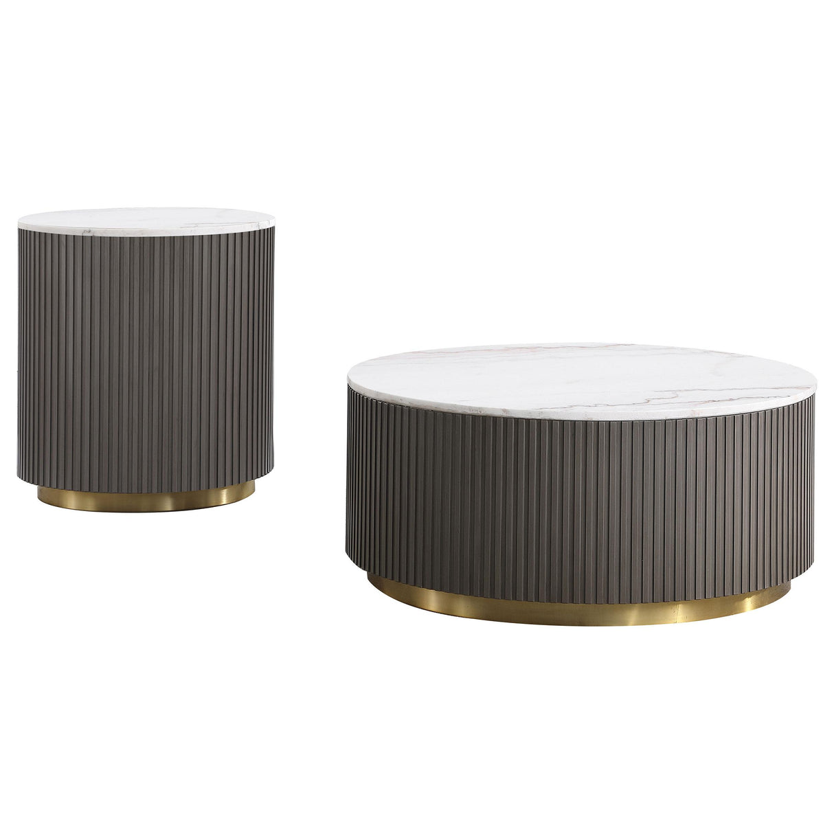 Jason 2-piece Round Marble Coffee and End Table Set White from Coaster - Luna Furniture