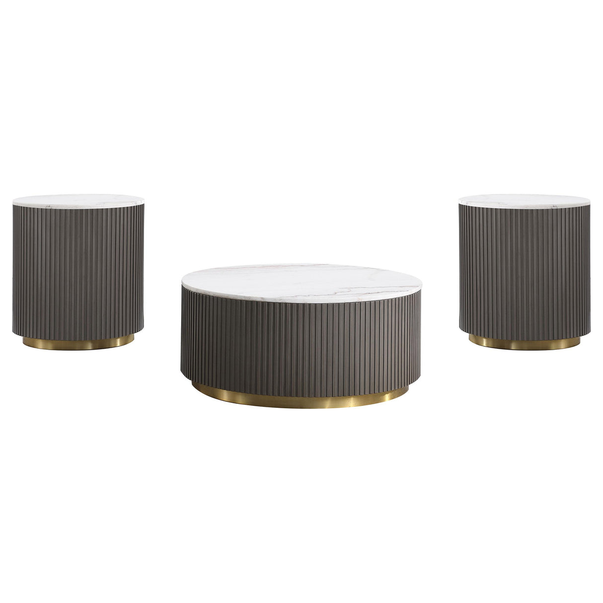 Jason 3-piece Round Marble Coffee and End Table Set White from Coaster - Luna Furniture