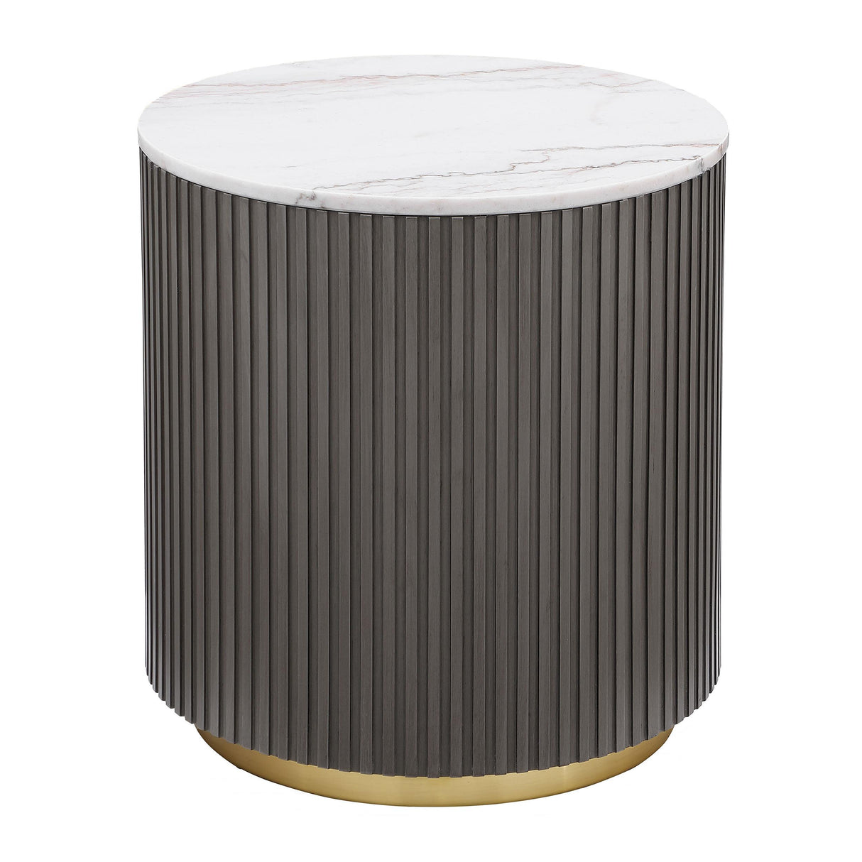 Jason White and Charcoal Round Marble Top Side End Table from Coaster - Luna Furniture