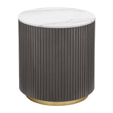 Jason White and Charcoal Round Marble Top Side End Table from Coaster - Luna Furniture