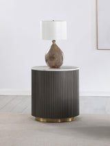 Jason White and Charcoal Round Marble Top Side End Table from Coaster - Luna Furniture