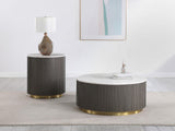 Jason White and Charcoal Round Marble Top Side End Table from Coaster - Luna Furniture