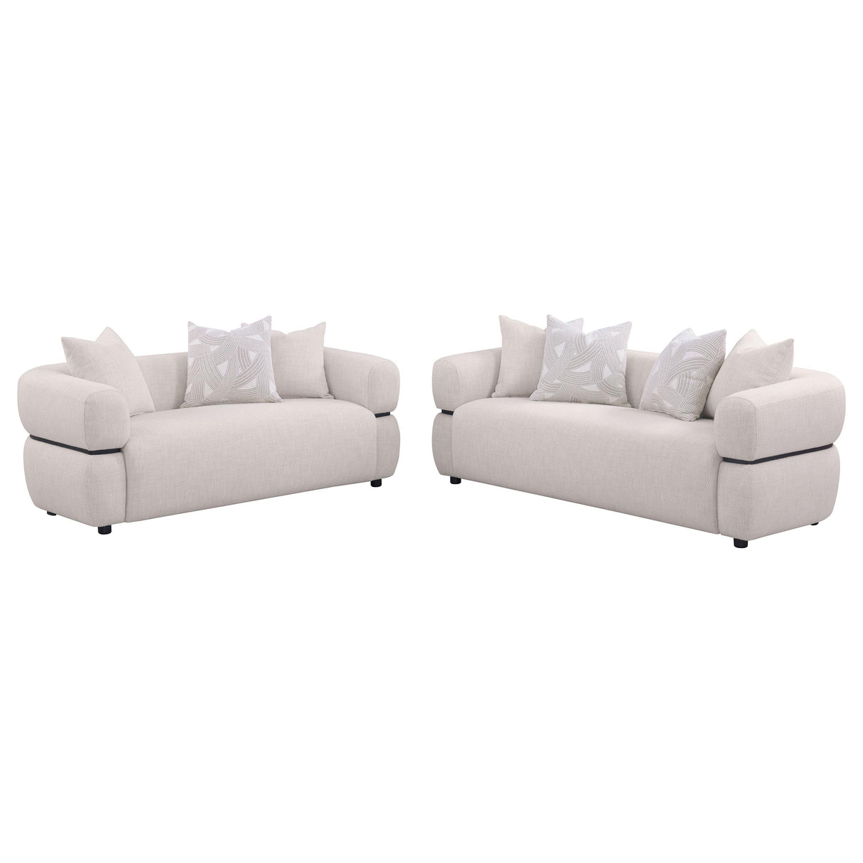 Jeanette Beige 2-Piece Fabric Upholstered Round Arm Living Room Set from Coaster - Luna Furniture