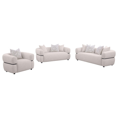 Jeanette Beige 3-Piece Fabric Upholstered Round Arm Living Room Set from Coaster - Luna Furniture