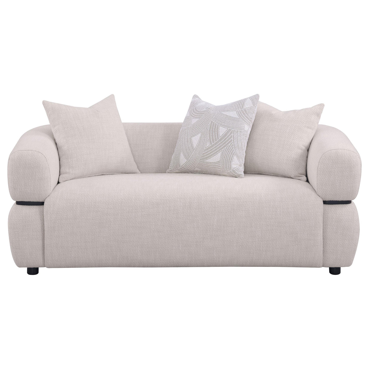 Jeanette Beige 73-inch Fabric Upholstered Round Arm Loveseat from Coaster - Luna Furniture
