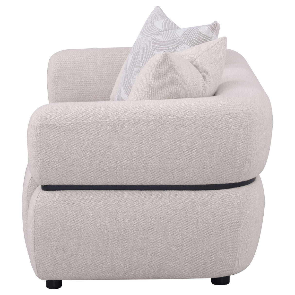 Jeanette Beige 73-inch Fabric Upholstered Round Arm Loveseat from Coaster - Luna Furniture