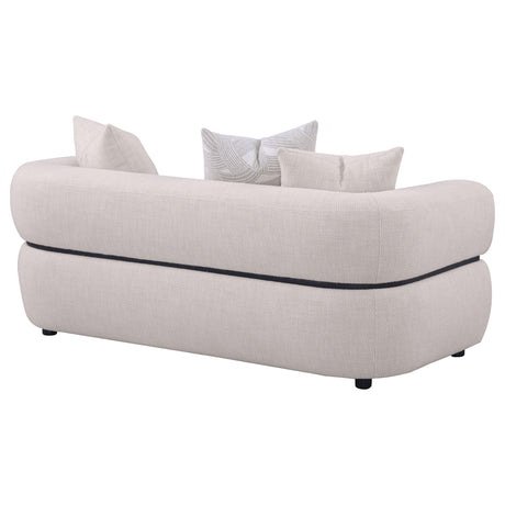 Jeanette Beige 73-inch Fabric Upholstered Round Arm Loveseat from Coaster - Luna Furniture