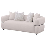 Jeanette Beige 84-inch Fabric Upholstered Round Arm Sofa from Coaster - Luna Furniture