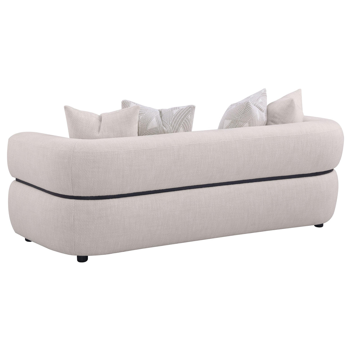 Jeanette Beige 84-inch Fabric Upholstered Round Arm Sofa from Coaster - Luna Furniture