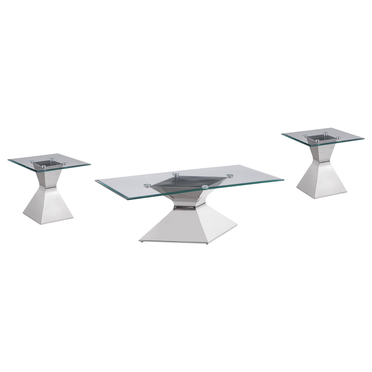 Jenny Chrome 3-Piece Rectangular Coffee and End Table Set from Coaster - Luna Furniture