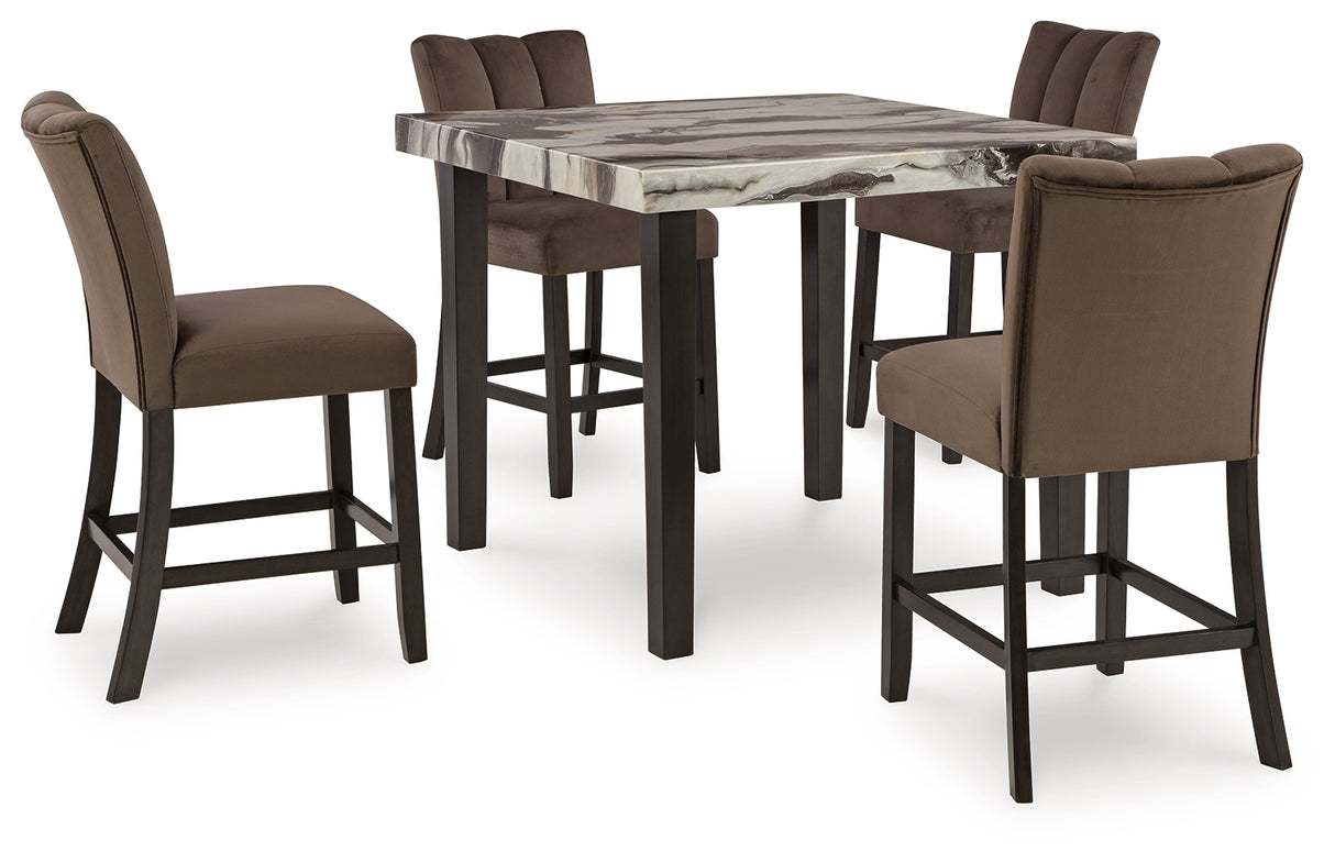 Jeshina Counter Height Dining Table and 4 Barstools in Dark Brown/Beige from Ashley - Luna Furniture