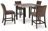 Jeshina Counter Height Dining Table and 4 Barstools in Dark Brown/Beige from Ashley - Luna Furniture