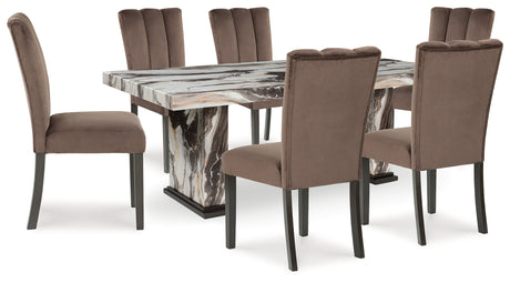Jeshina Dark Brown Dining Table and 6 Chairs from Ashley - Luna Furniture