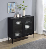 Jess Black 2-Door Arched Fluted Glass Accent Cabinet from Coaster - Luna Furniture