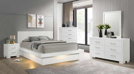 Jessica Snow White 5-piece Queen LED Bedroom Set from Coaster - Luna Furniture