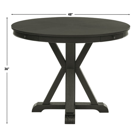 Rylie 48-inch Round Counter Dining Table with 4 Drawers, Black Finish from Steve Silver - Luna Furniture