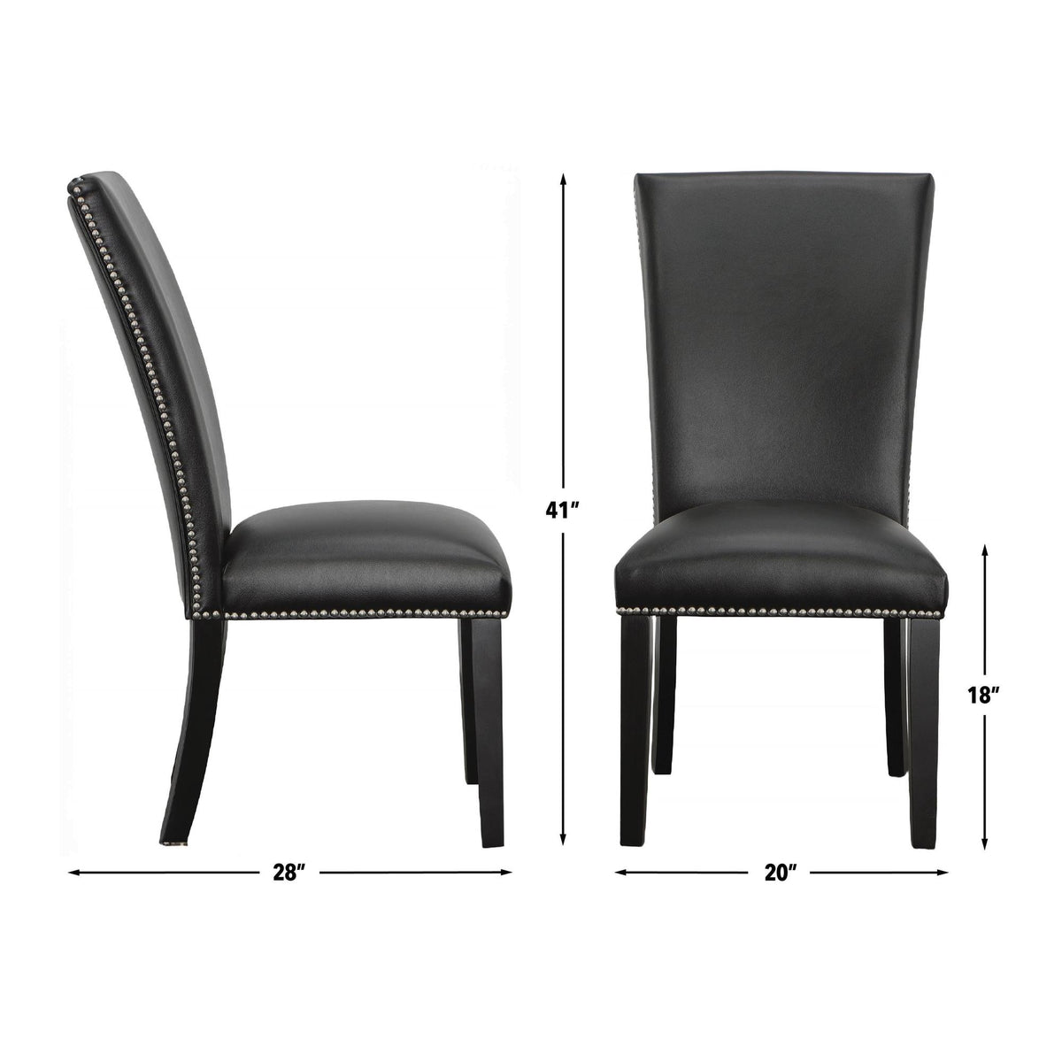 Camila Black 7-Piece Rectangle Gray Marble Top Dining Set from Steve Silver - Luna Furniture