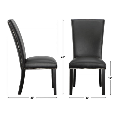 Camila Black 7-Piece Rectangle Gray Marble Top Dining Set from Steve Silver - Luna Furniture