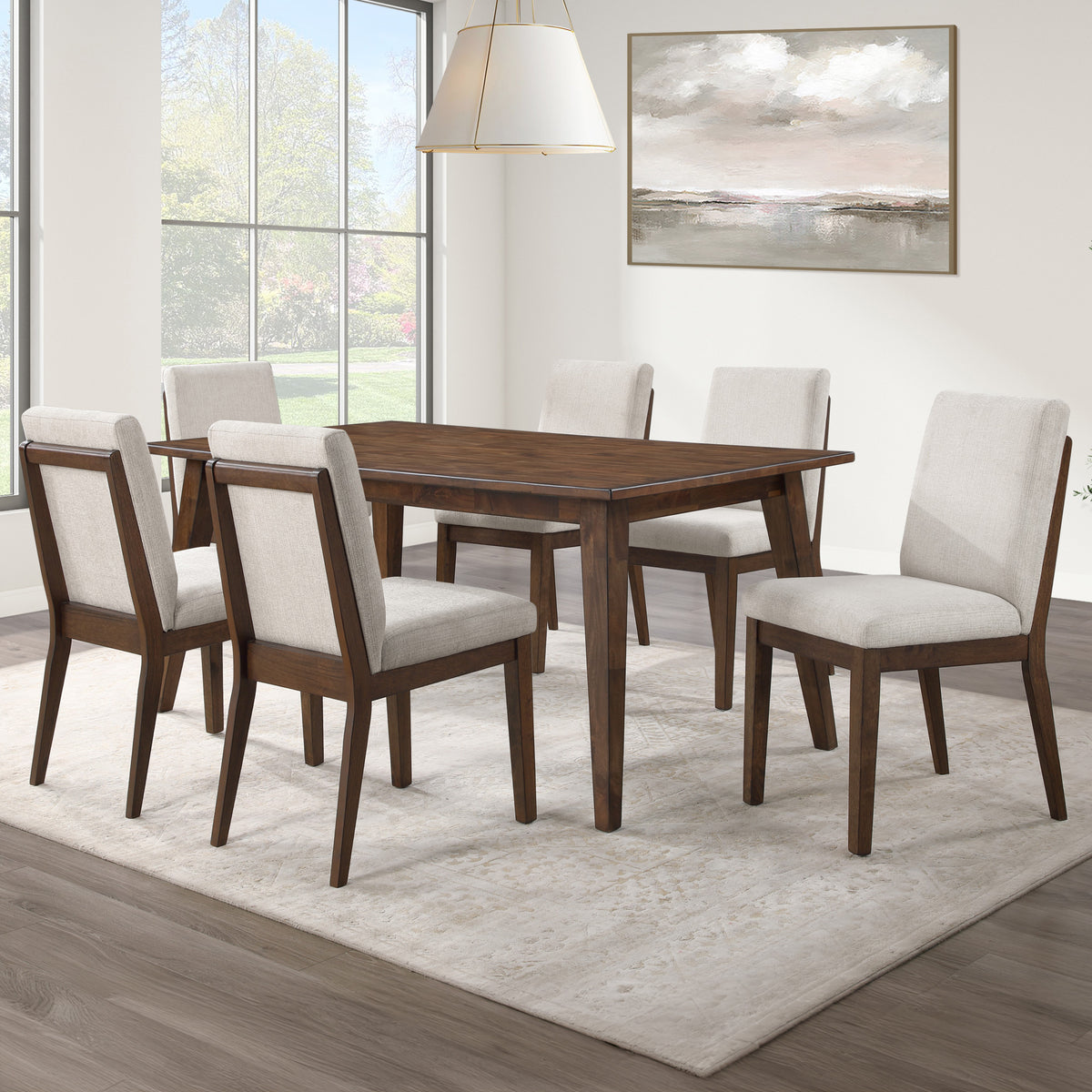 Canton Mocha 7-Piece Upholstered Dining Set from Steve Silver - Luna Furniture
