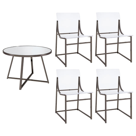 Jillian Black Nickel 5-piece Round Mirror Top Dining Set from Coaster - Luna Furniture