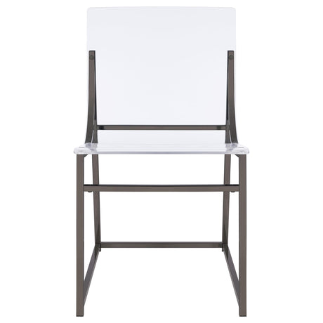Jillian Black Nickel 5-piece Round Mirror Top Dining Set from Coaster - Luna Furniture