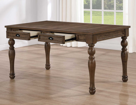 Joanna 59.5″ 4-Drawer Dining Table, Brown from Steve Silver - Luna Furniture