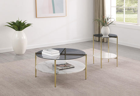 Jonelle Gold 2-Piece Round Coffee and End Table Set from Coaster - Luna Furniture
