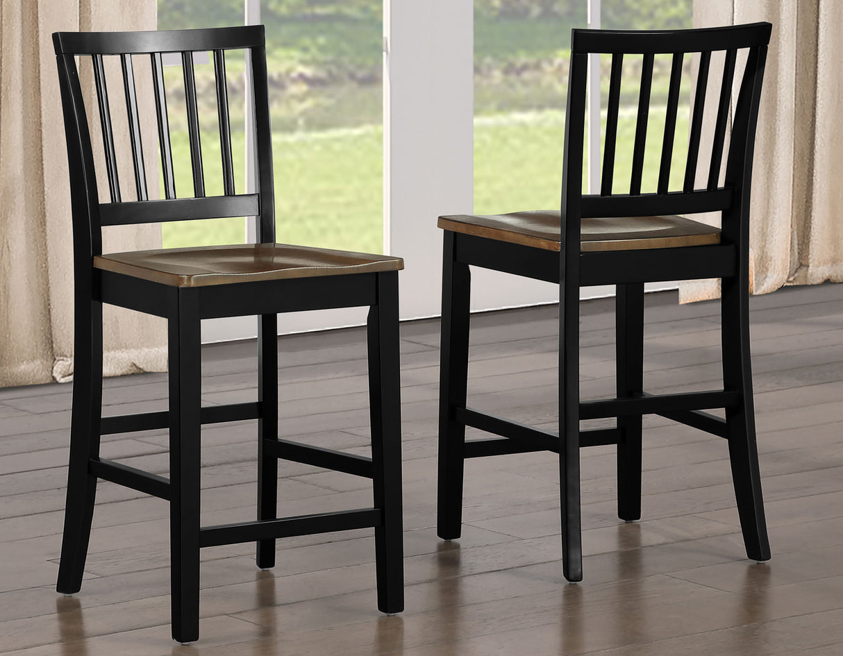 Joplin Solid Wood 24″ Farmhouse Counter Stool, Walnut and Ebony Finish from Steve Silver - Luna Furniture