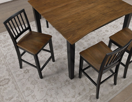 Joplin Solid Wood 24″ Farmhouse Counter Stool, Walnut and Ebony Finish from Steve Silver - Luna Furniture