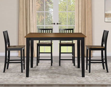 Joplin Solid Wood 24″ Farmhouse Counter Stool, Walnut and Ebony Finish from Steve Silver - Luna Furniture