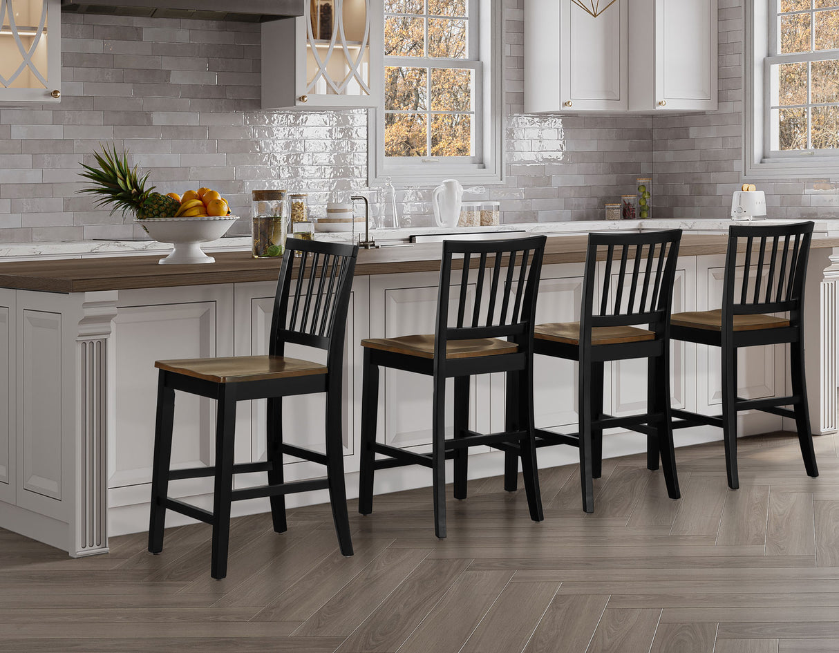 Joplin Solid Wood 24″ Farmhouse Counter Stool, Walnut and Ebony Finish from Steve Silver - Luna Furniture