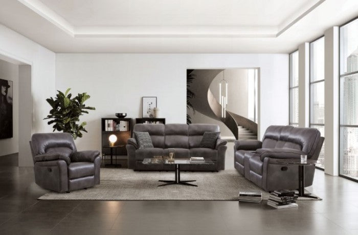 Josias Dark Gray Transitional Reclining Living Room Set from Furniture of America - Luna Furniture