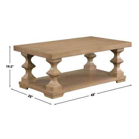 Dory Coffee Table with Casters, Sand from Steve Silver - Luna Furniture