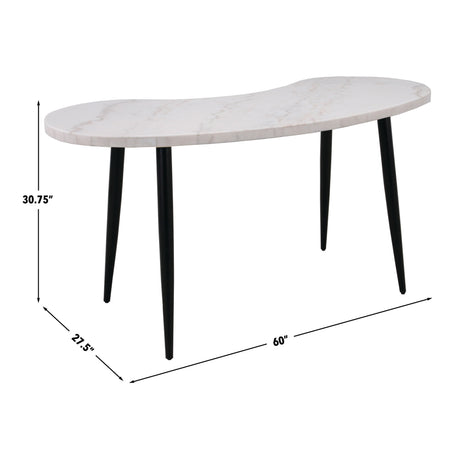 Kinsley White Marble Kidney Shaped Desk from Steve Silver - Luna Furniture