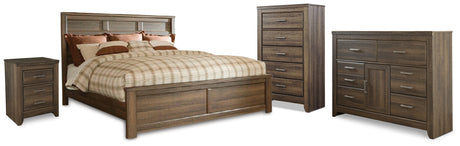 Juararo California King Panel Bed, Dresser, Chest and Nightstand from Ashley - Luna Furniture