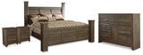 Juararo California King Poster Bed, Dresser and 2 Nightstands from Ashley - Luna Furniture
