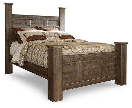 Juararo Dark Brown Queen Poster Bed and 2 Nightstands from Ashley - Luna Furniture