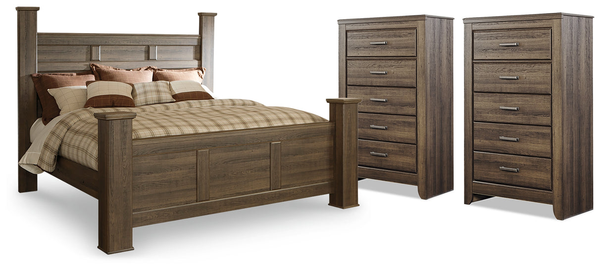 Juararo King Poster Bed and 2 Chests from Ashley Furniture - Luna Furniture