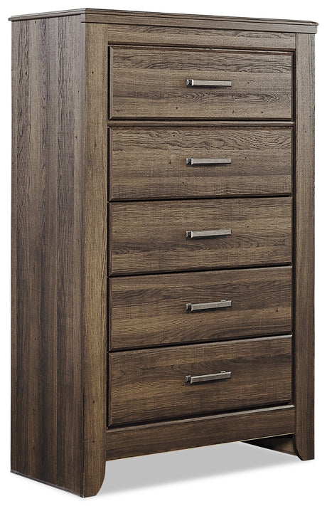 Juararo Queen Panel Bed with Mirrored Dresser and Chest in Dark Brown from Ashley - Luna Furniture